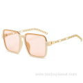 Fashion Square large frame women's sunglasses metal hollow chain Sunglasses men's fashion sunglasses s21180